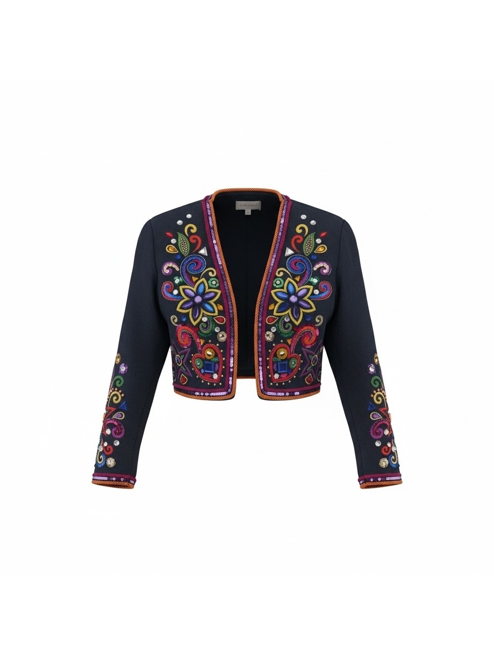 IBE Dark Denim Embellished Cropped Jacket